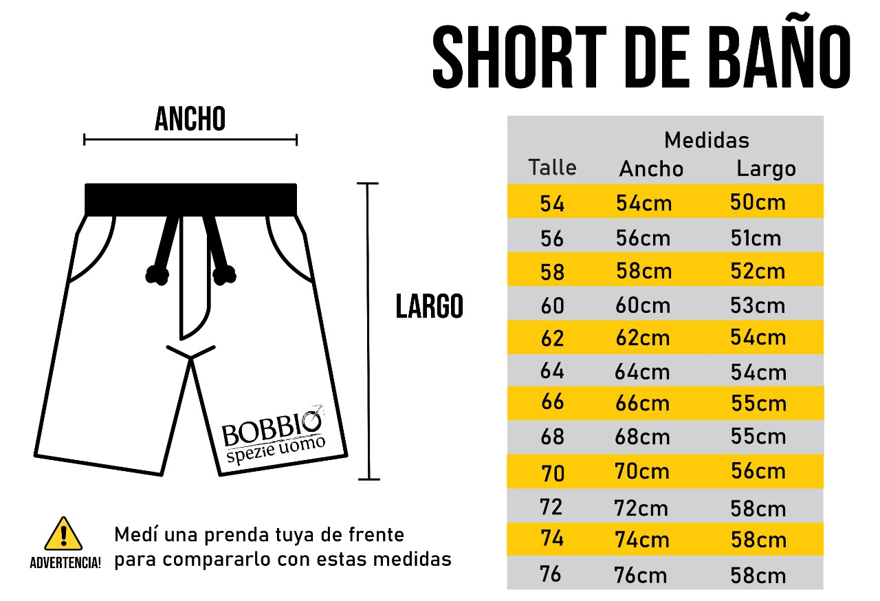 Talles de best sale short hombre